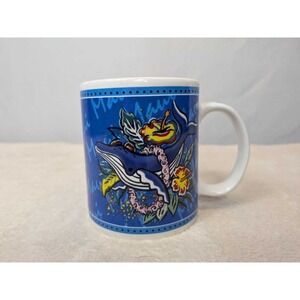 Hilo Hattie Maui‎ Whale Hibiscus Hawaiian Blue Ceramic Coffee Mug 2002